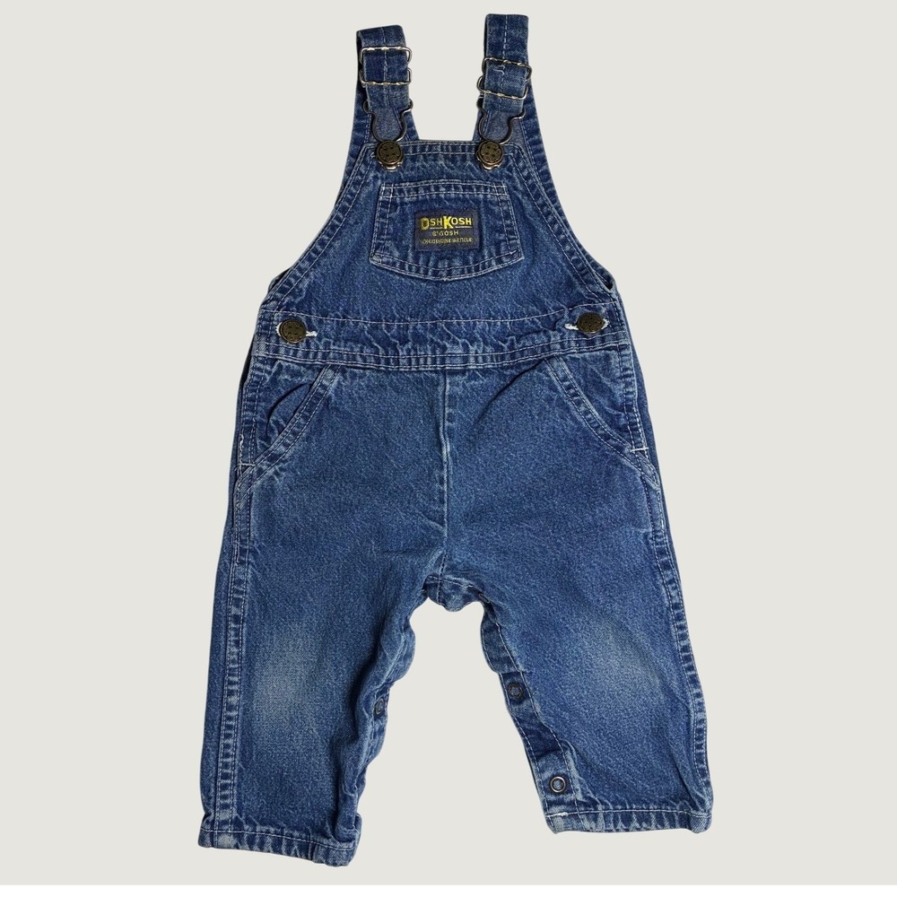 Vintage OshKosh B'gosh Denim Vestbak Overalls Baby Blue Made in USA 6-9M 90s‎